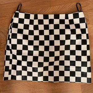 Checker Print faux leather mini skirt